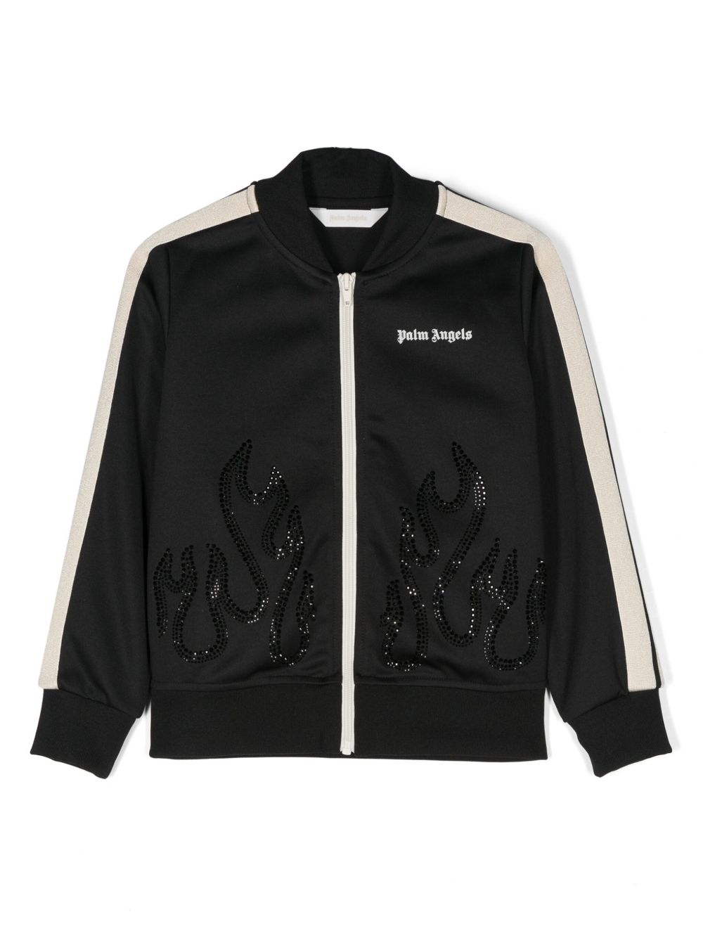 Palm Angels Kids Flames 晶饰运动夹克 - 黑色