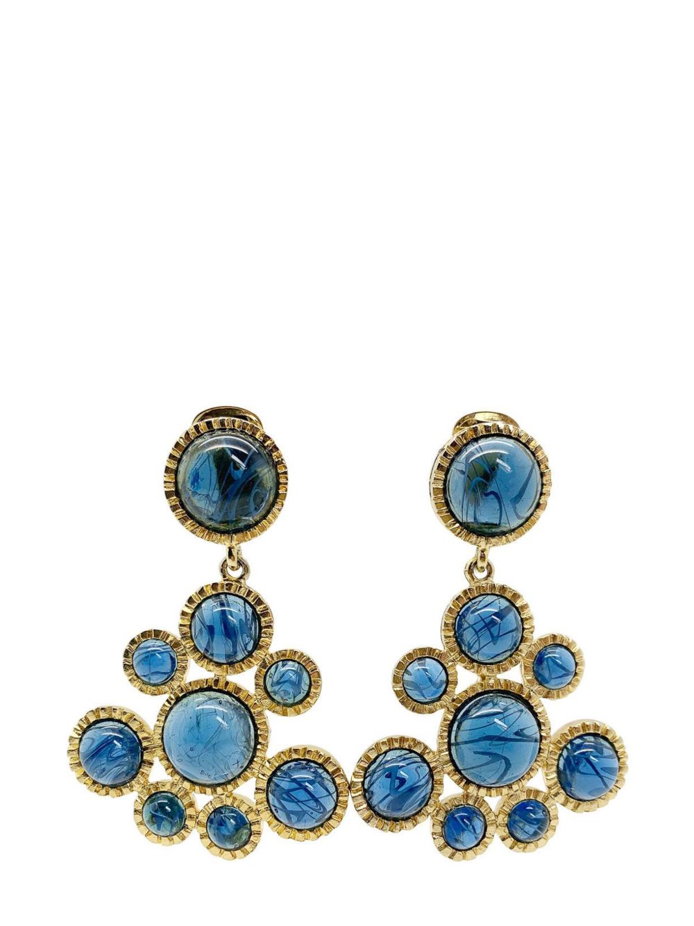 Kenneth Jay Lane Vintage KJL Flawed Sapphire Earrings 1980s - 金色