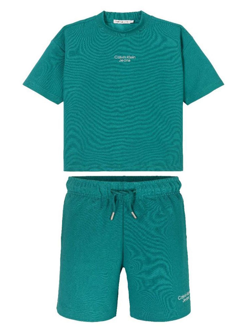 Calvin Klein Kids Ottoman 宽松短裤与T恤 - 蓝色