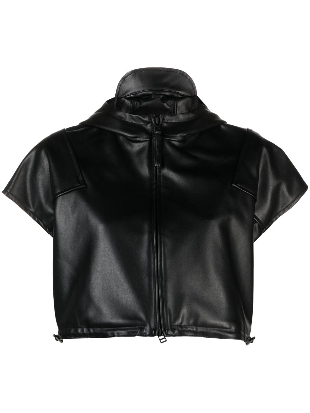 Issey Miyake Straight Seams 连帽短款夹克 - 黑色