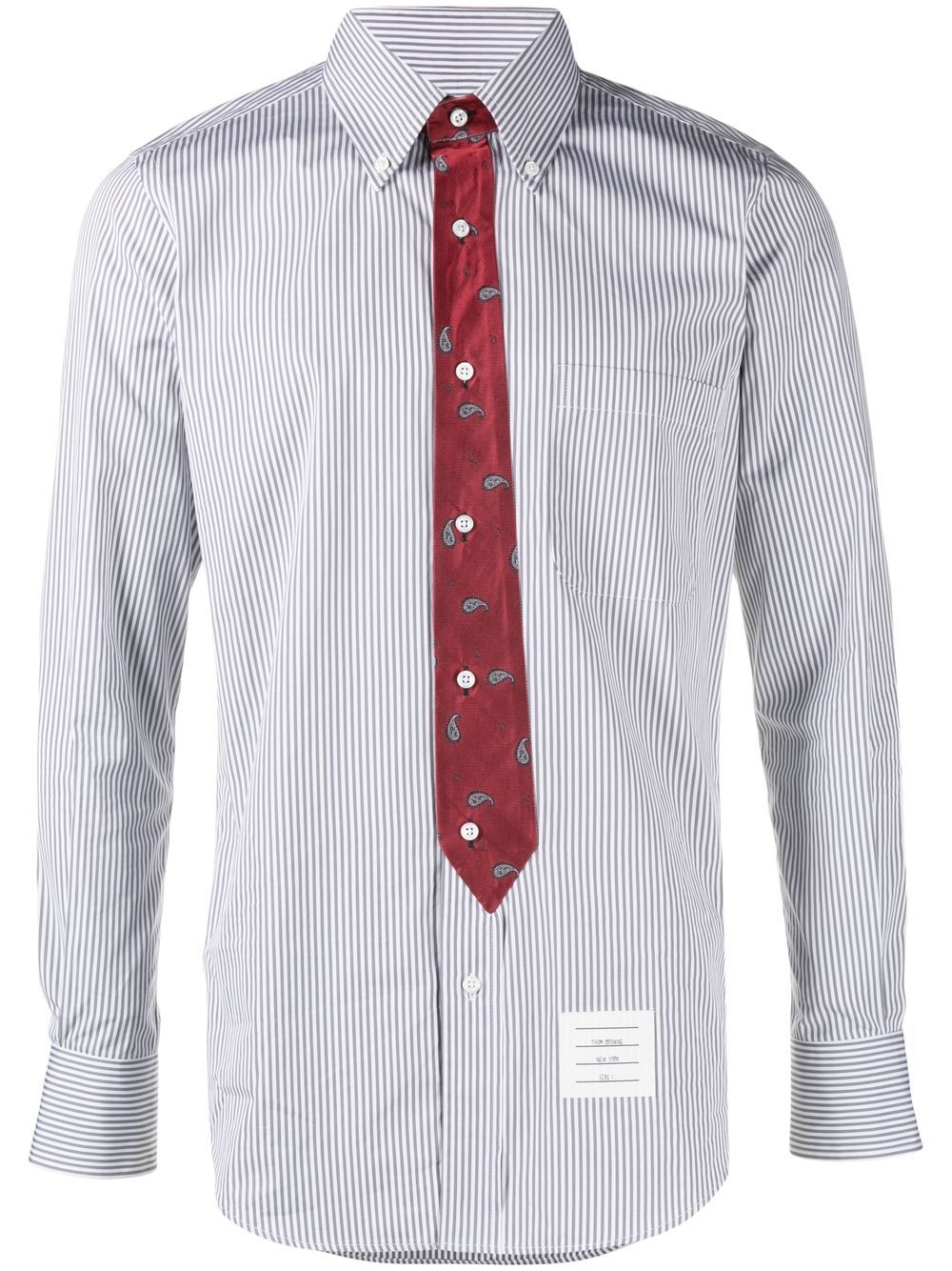 Thom Browne 佩斯理系带棉衬衫 - 灰色