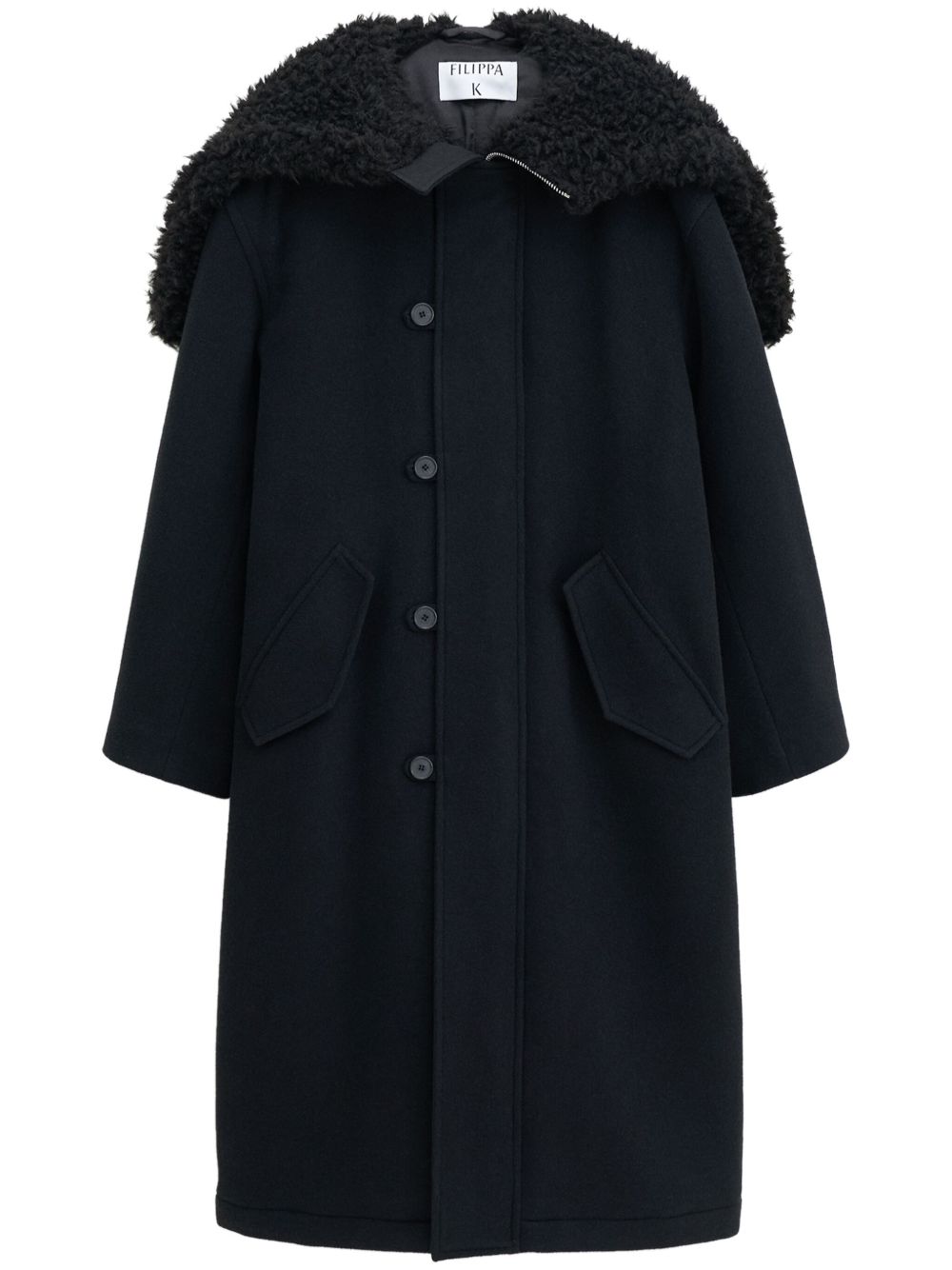 Filippa K 皮毛一体单排扣外套 - 黑色