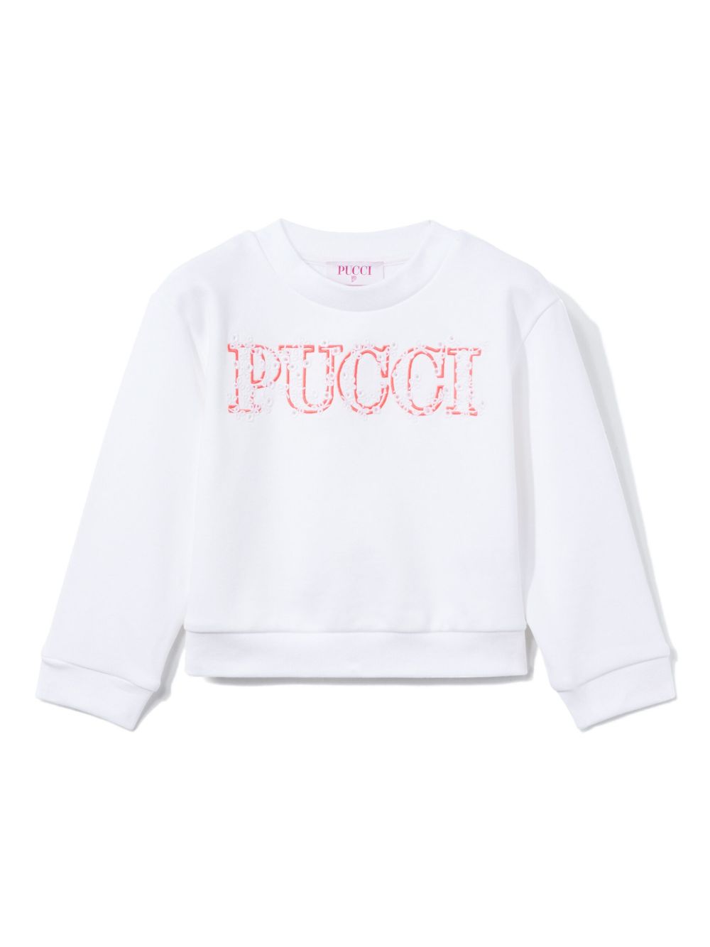PUCCI Junior logo刺绣棉卫衣 - 白色