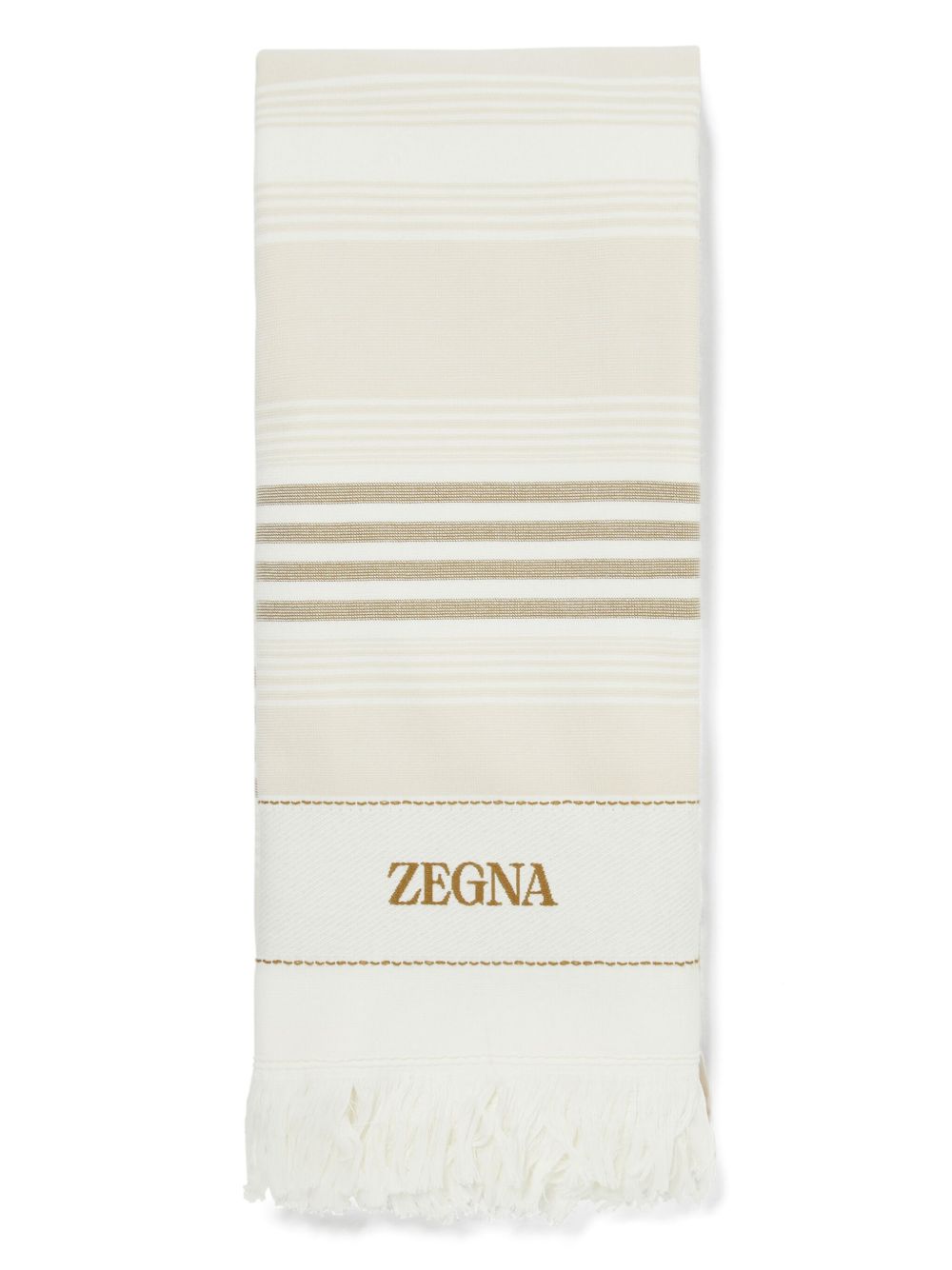 Zegna logo刺绣棉沙滩毛巾 - 中性色
