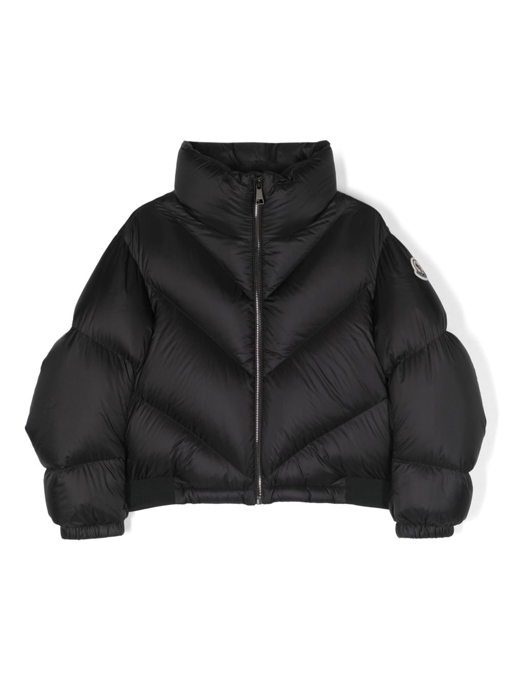 Moncler Enfant 标贴高领填充夹克 - 黑色