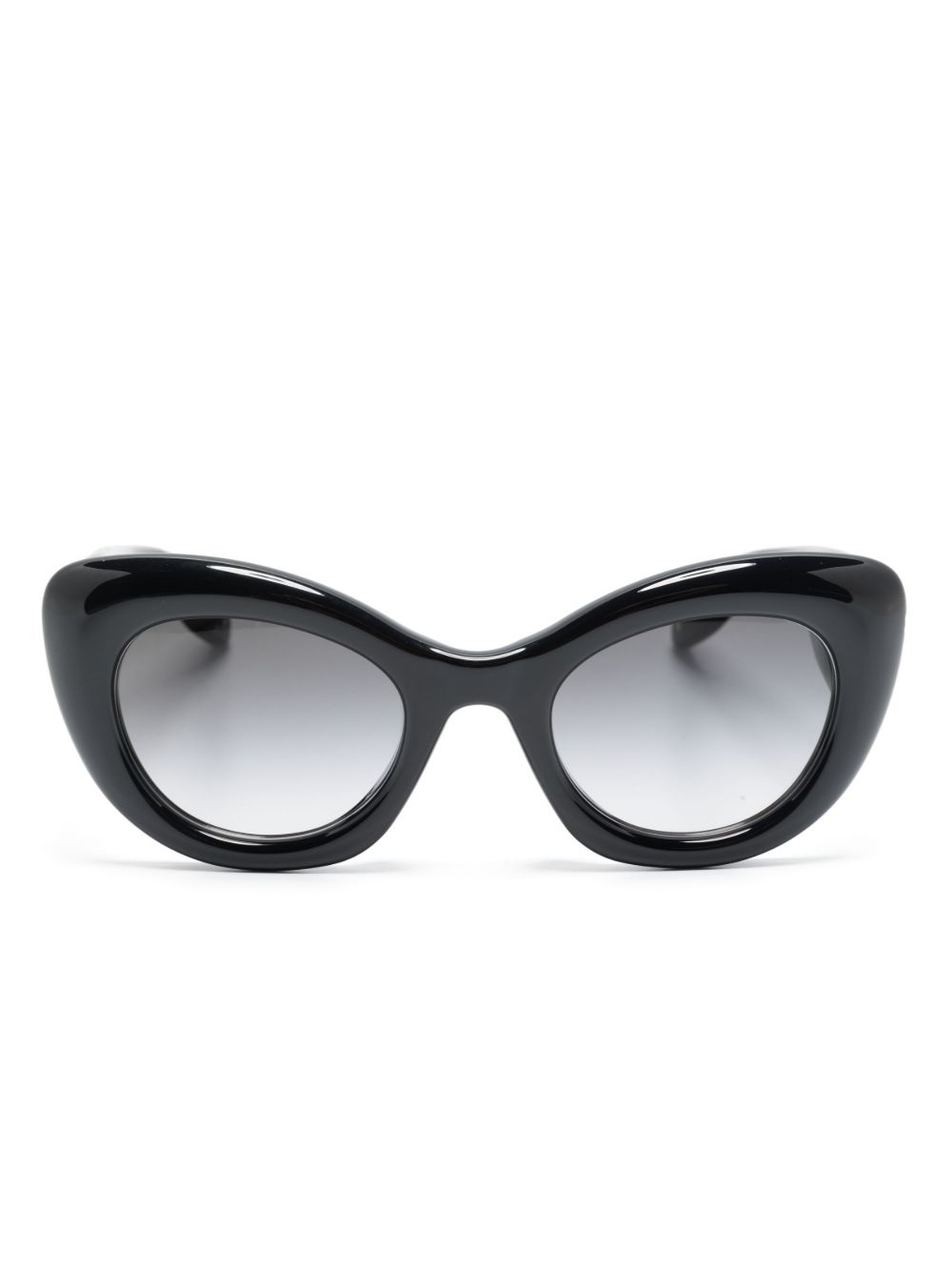 Alexander McQueen Eyewear 雕刻logo圆框太阳眼镜 - 黑色