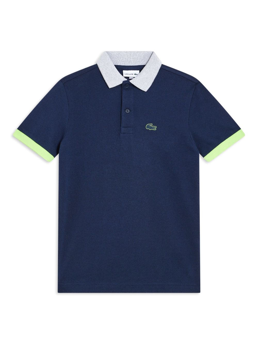 Lacoste 拼色棉polo领T恤 - 蓝色