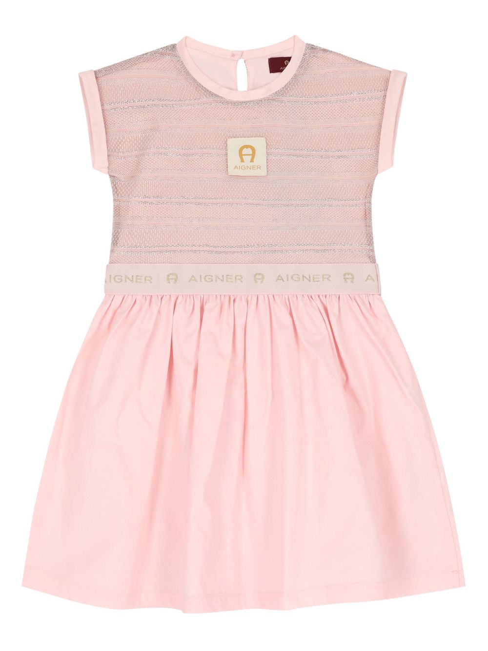 Aigner Kids 标贴连衣裙 - 粉色