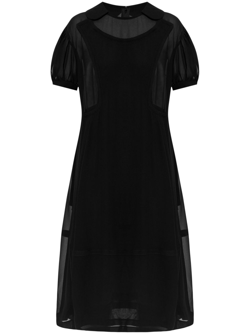 Comme Des Garçons Comme Des Garçons 半透明泡泡袖中长连衣裙 - 黑色