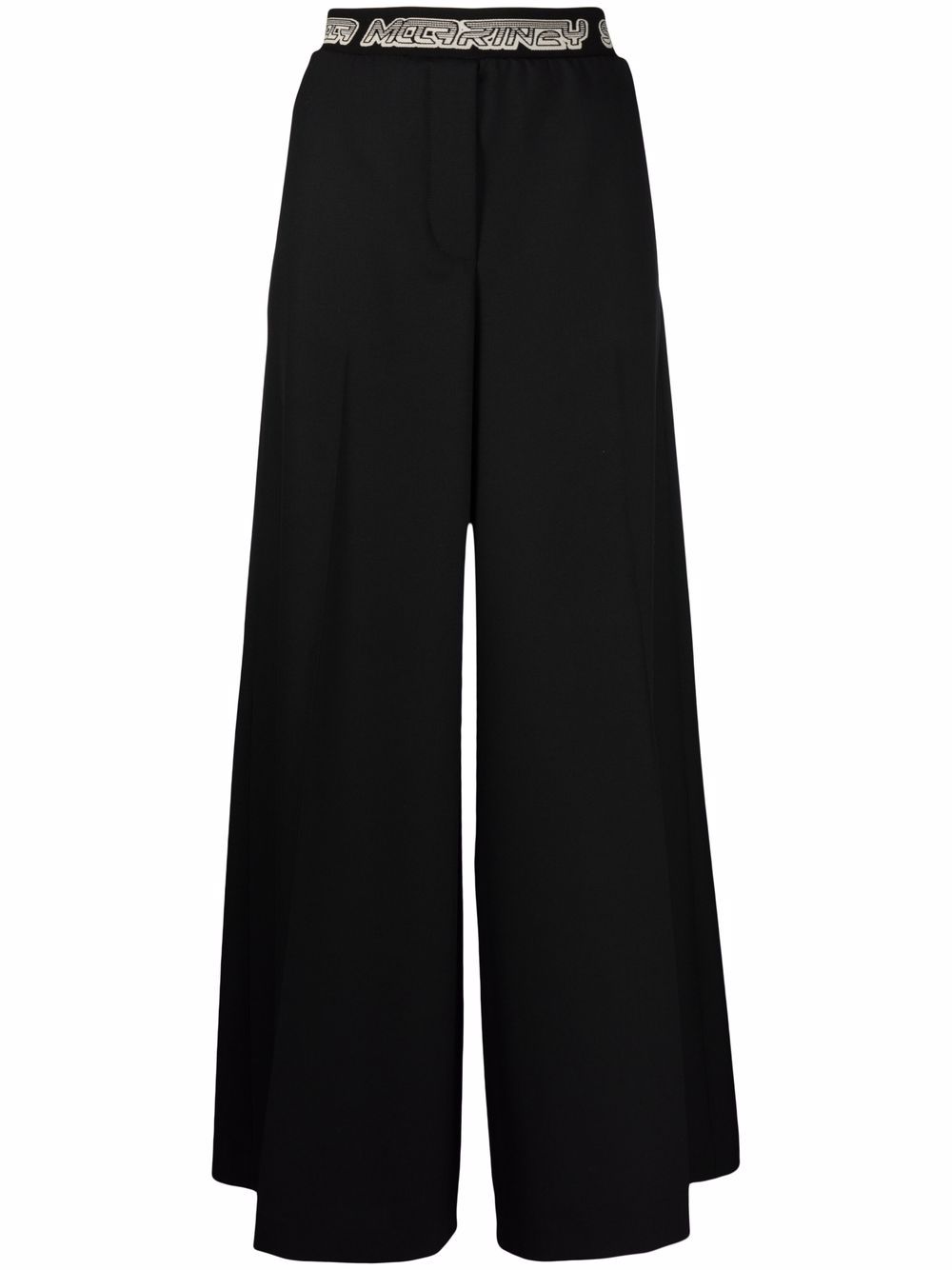 Stella McCartney 斯特拉·麦卡特尼 logo裤腰阔腿裤 - 黑色