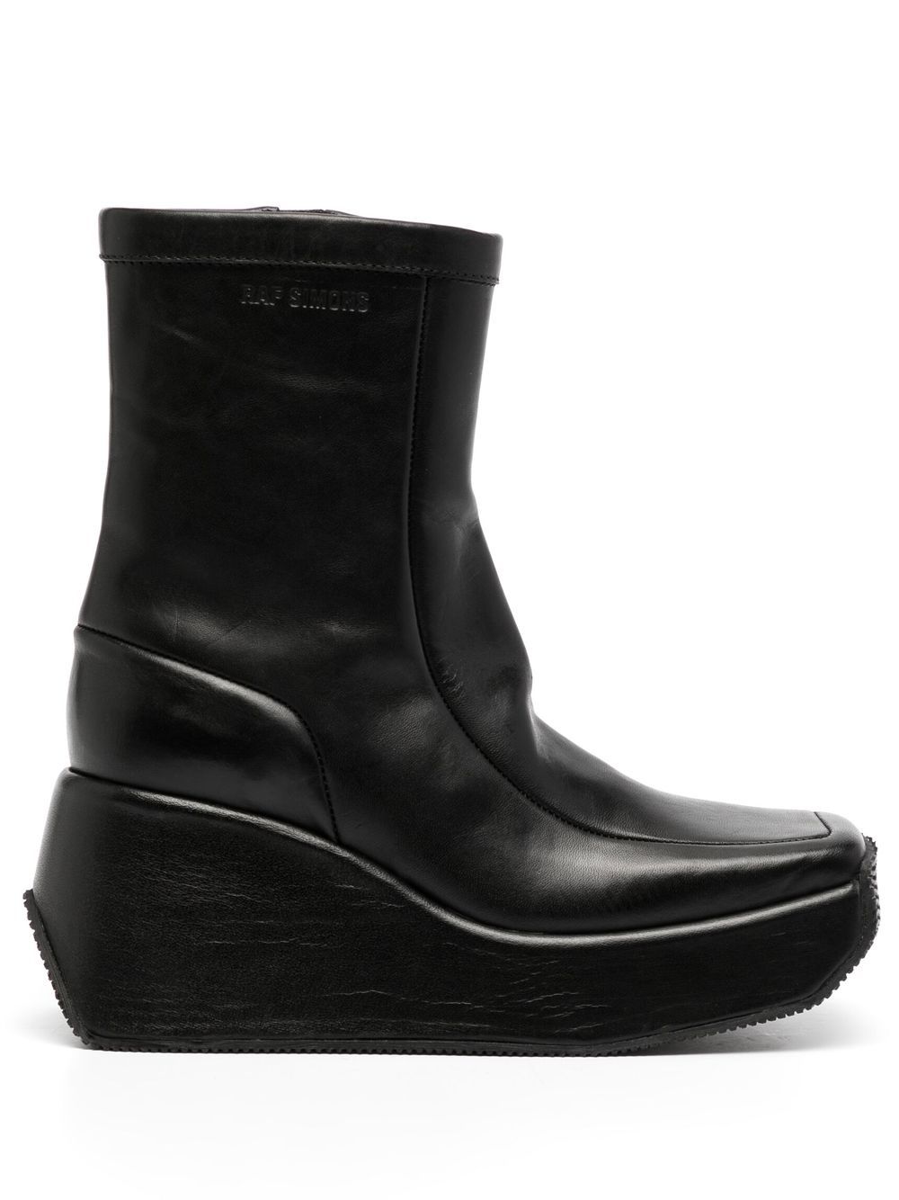 Raf Simons 方头坡跟短靴 - 黑色