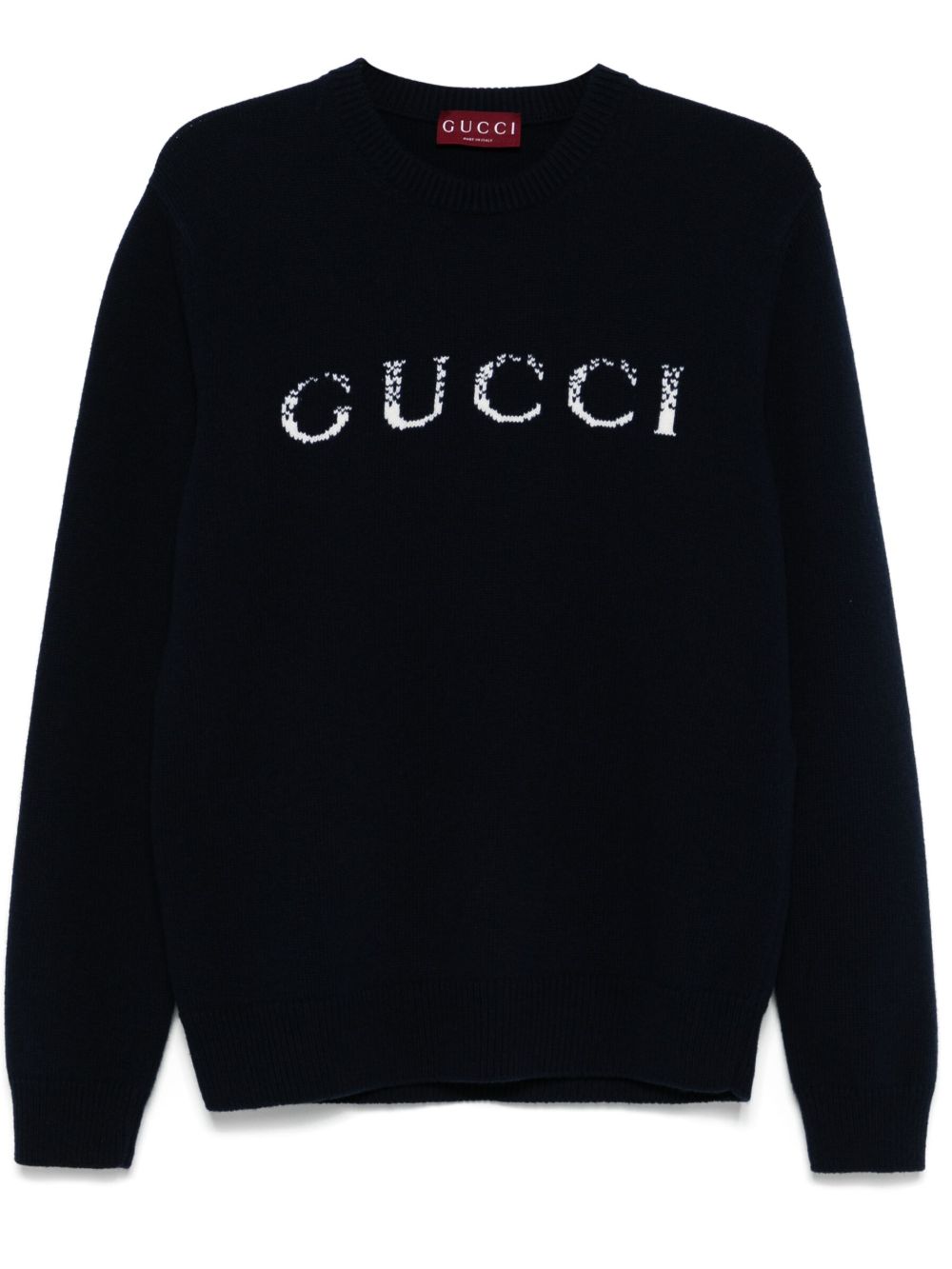Gucci logo嵌花针织毛衣 - 蓝色