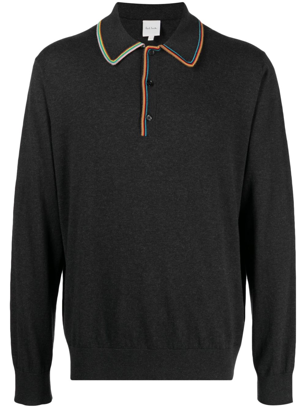 Paul Smith 经典条纹长袖polo衫 - 褐色