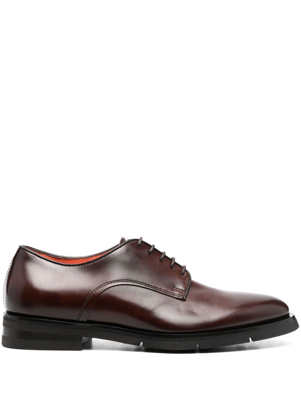 Santoni 系带皮质德比鞋 - 褐色