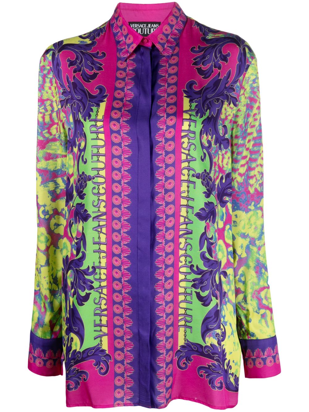 Versace Jeans Couture 图案印花长袖衬衫 - 紫色