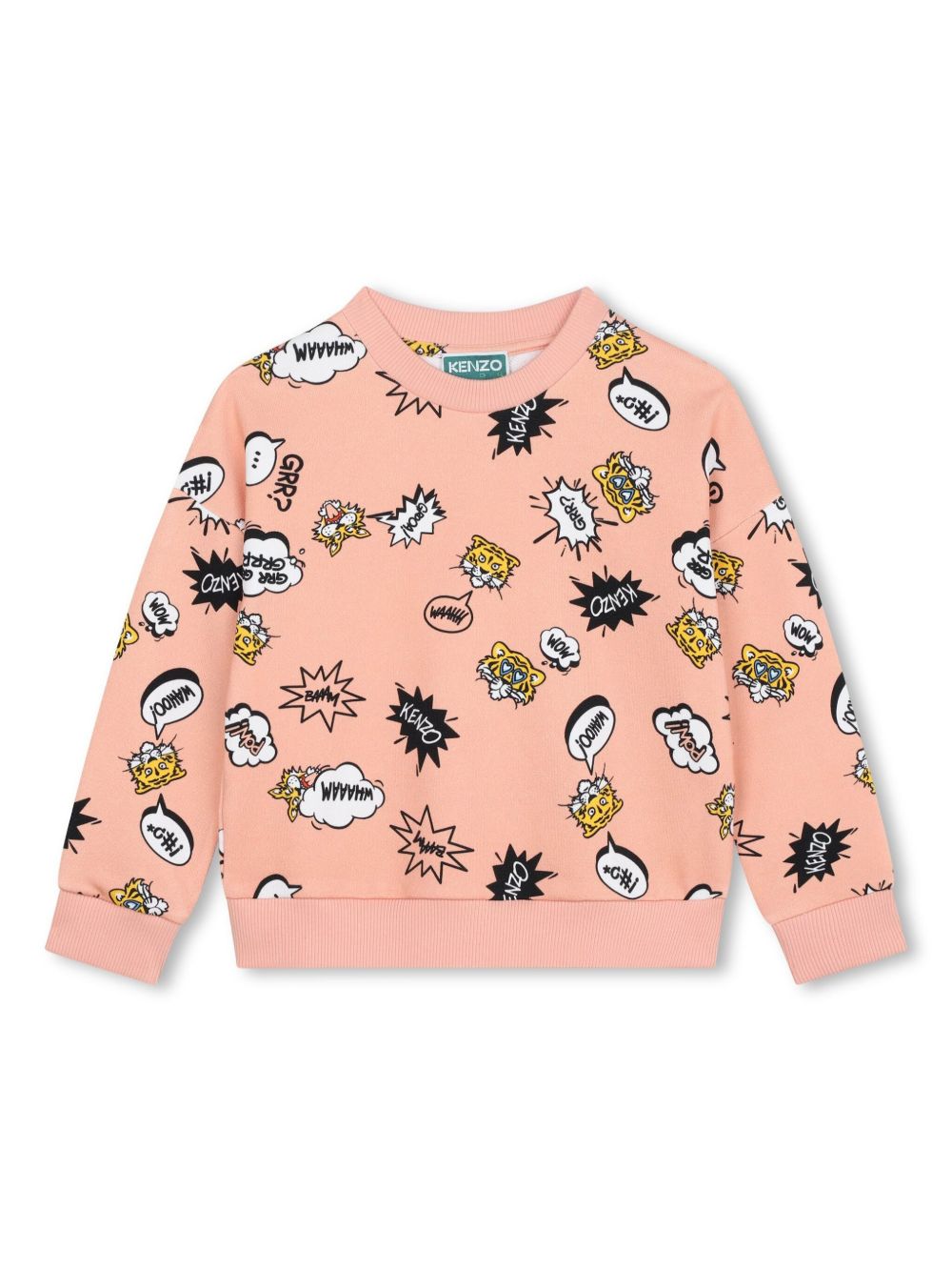 Kenzo Kids 图案印花棉卫衣 - 粉色