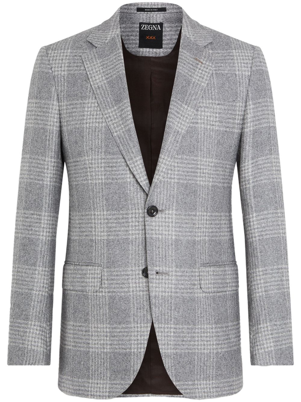 Zegna 格纹西装夹克 - 灰色