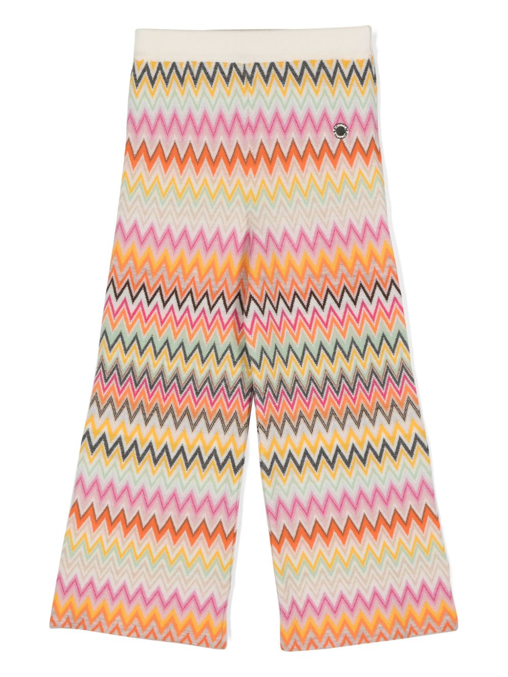 Missoni Kids Z字形图案針織长裤 - 白色