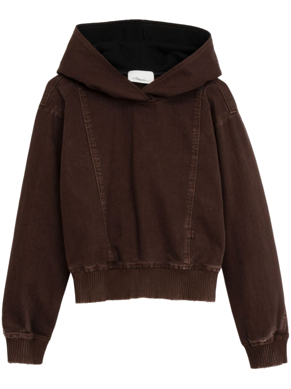 3.1 Phillip Lim 拼接牛仔连帽衫 - 褐色