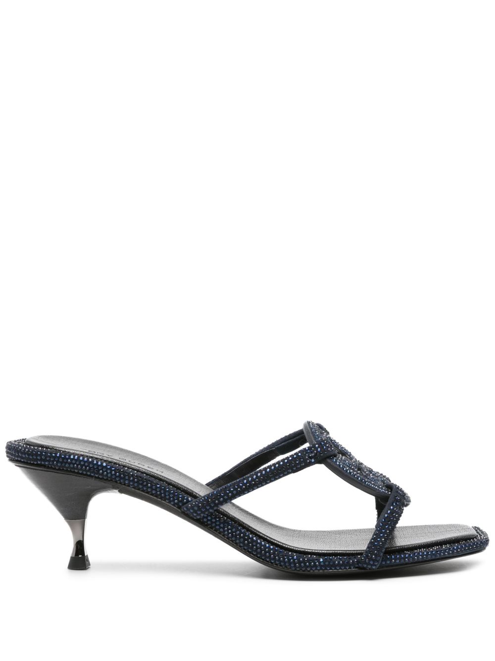 Tory Burch Miller 水钻绒面皮中跟凉鞋 - 蓝色