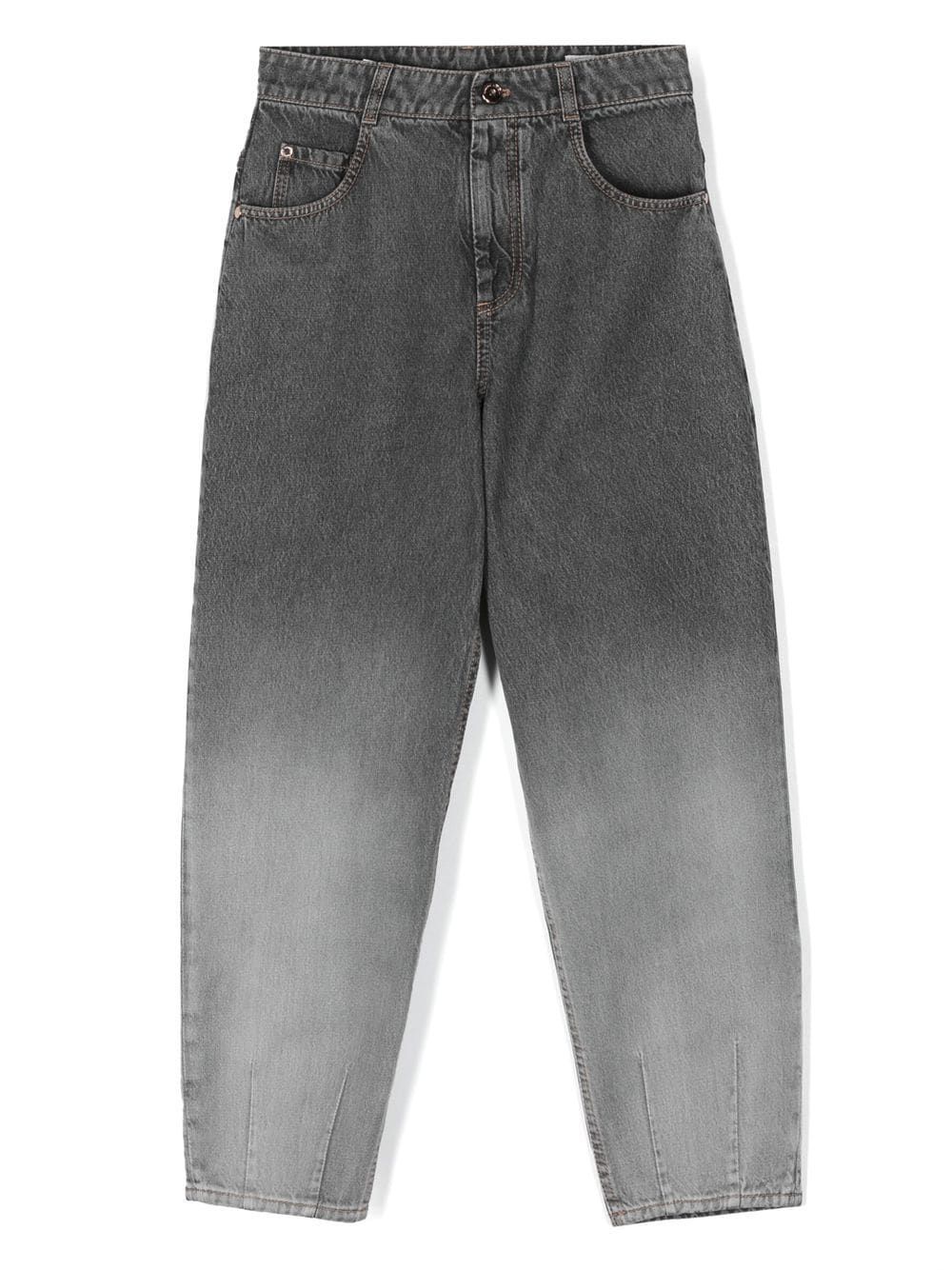 Brunello Cucinelli Kids 水洗效果直筒牛仔裤 - 灰色