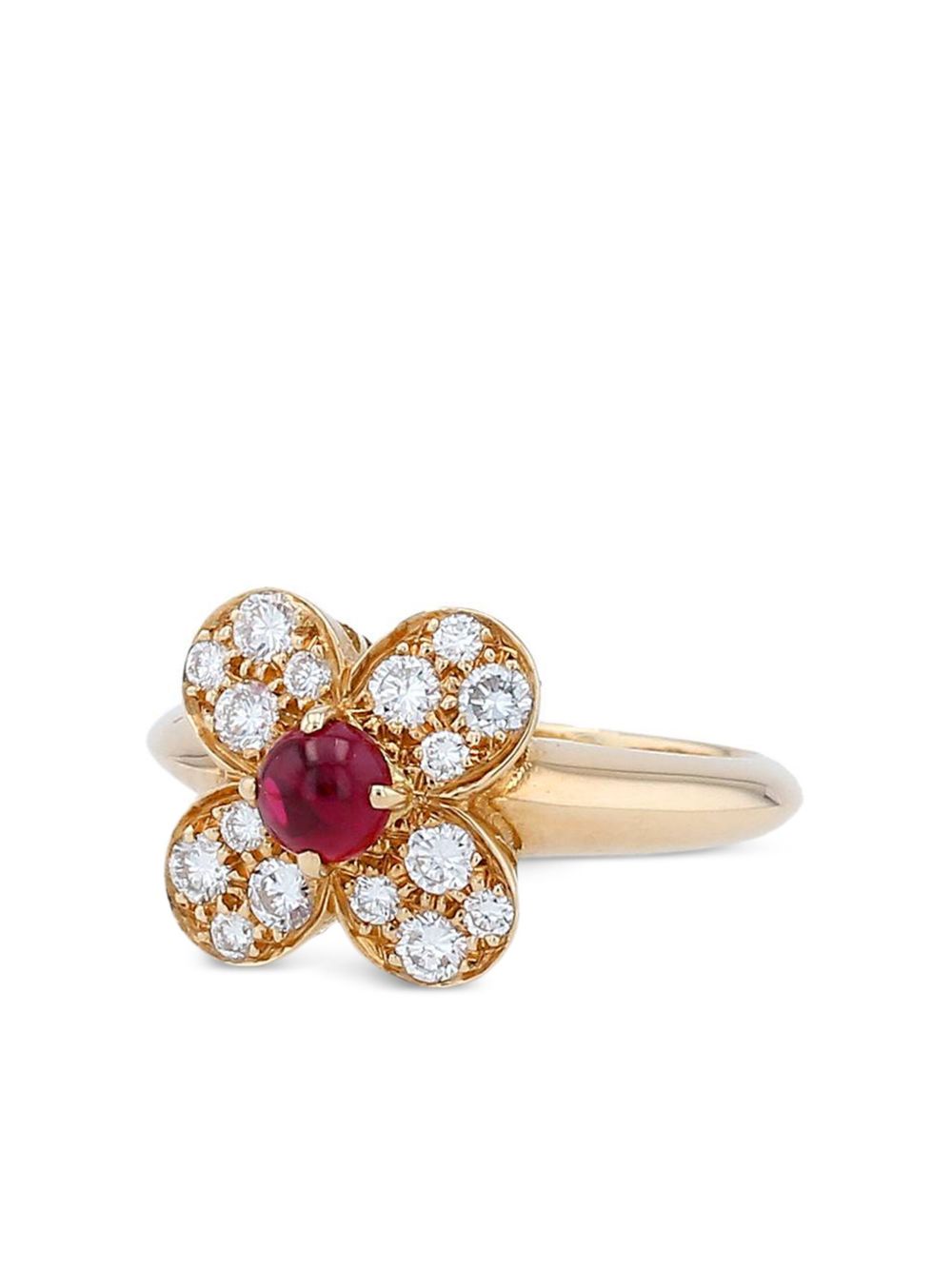 Van Cleef & Arpels 18K黄金红宝石钻石戒指（典藏款） - 金色