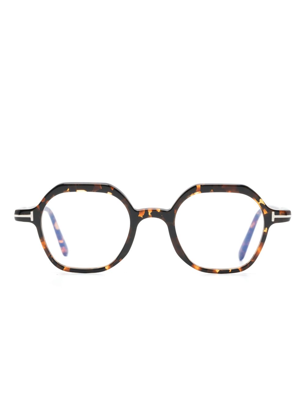 TOM FORD Eyewear TF5900B 玳瑁纹几何形框眼镜 - 褐色