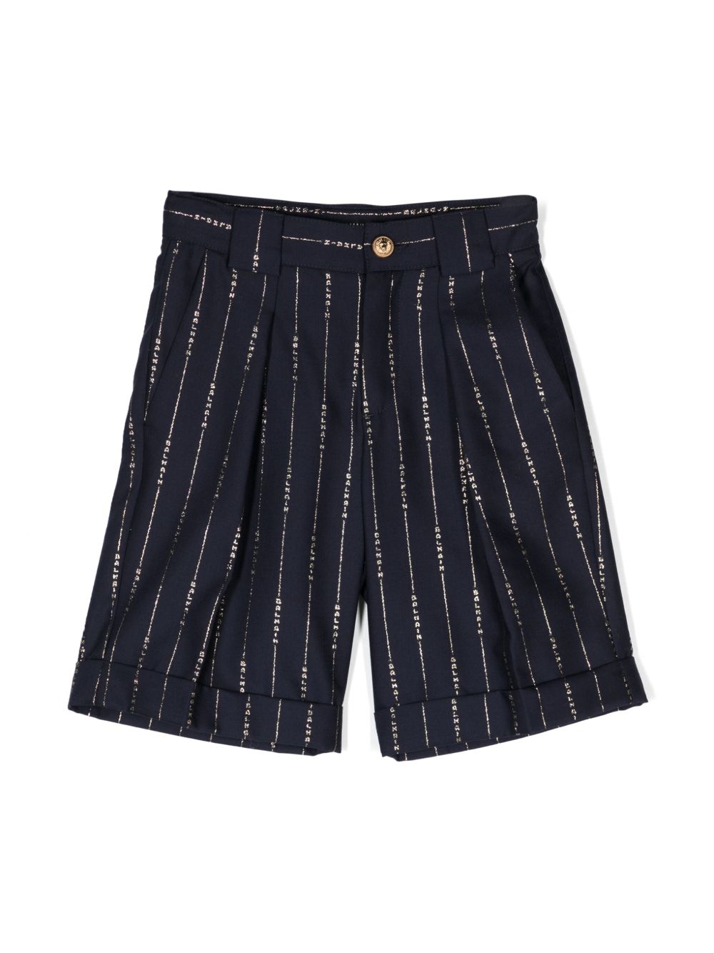 Balmain Kids logo印花西装短裤 - 蓝色