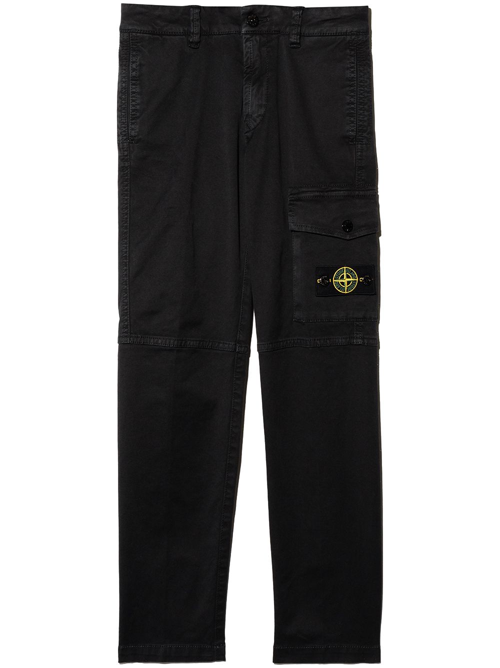 Stone Island Junior 标贴工装裤 - 黑色