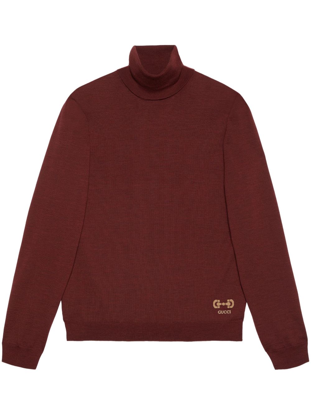 Gucci logo印花高领毛衣 - 红色