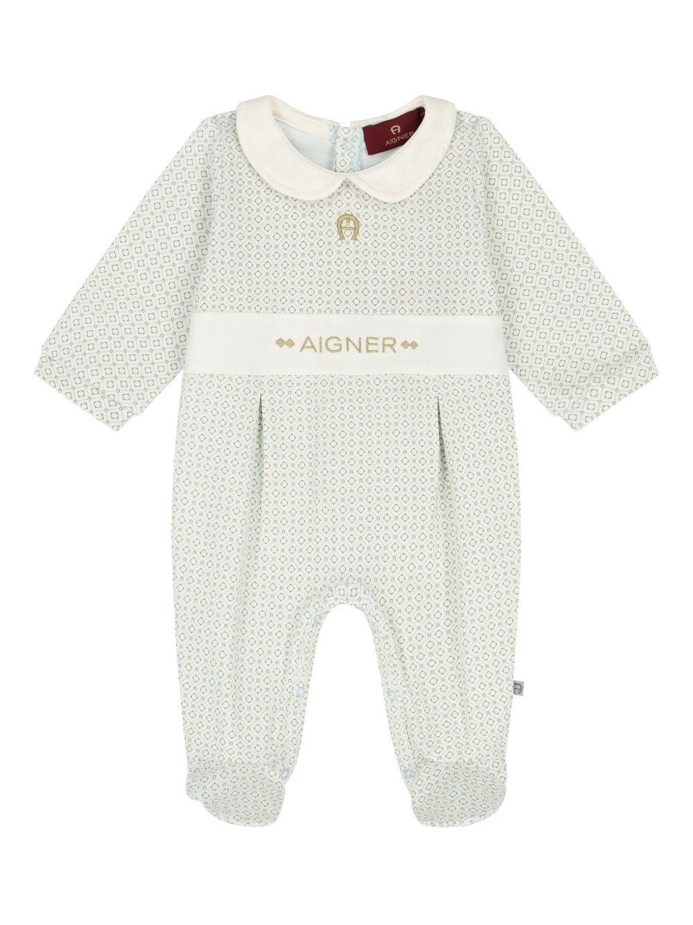 Aigner Kids logo刺绣连体衣 - 蓝色