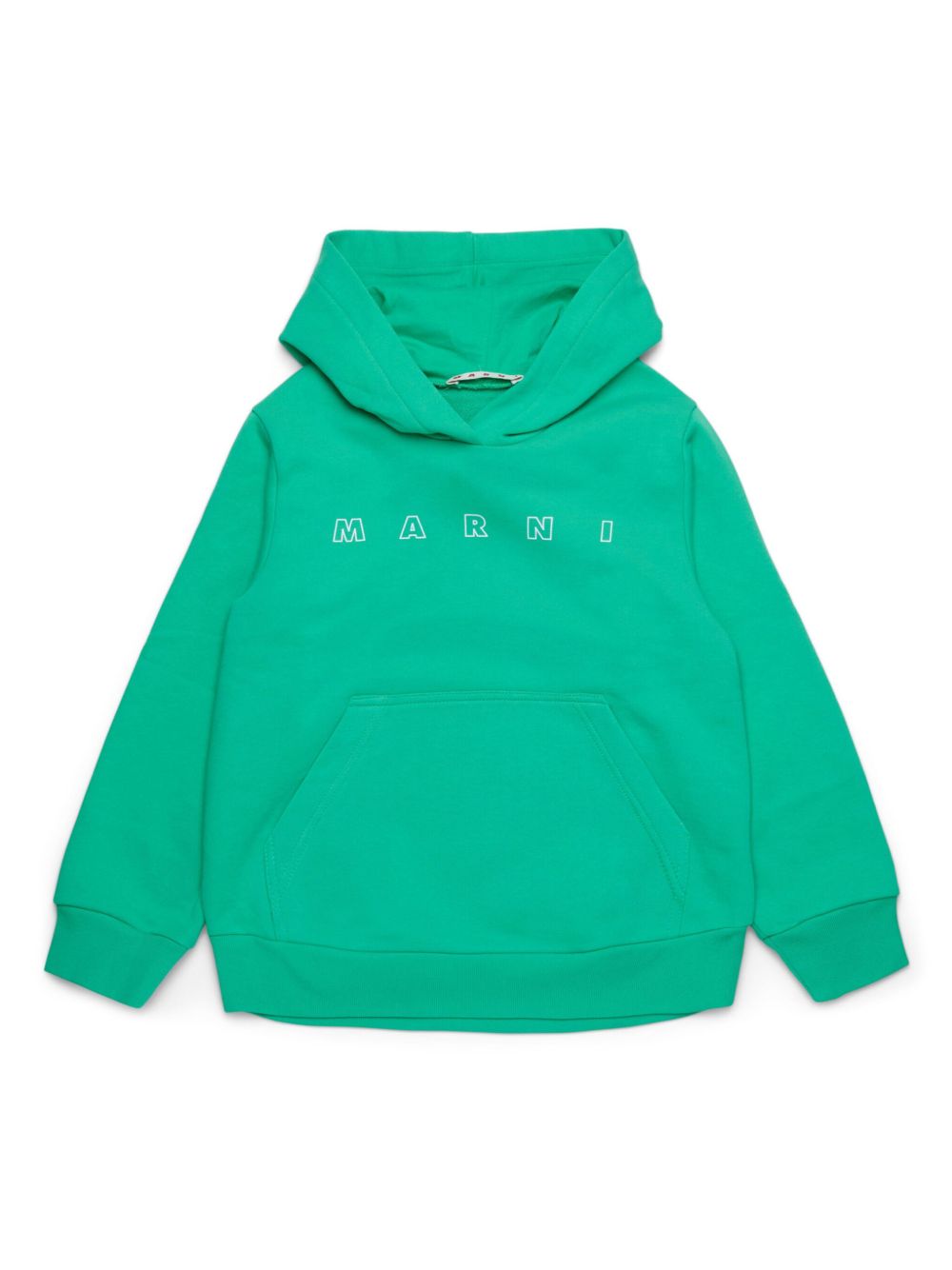 Marni Kids logo印花连帽衫 - 绿色