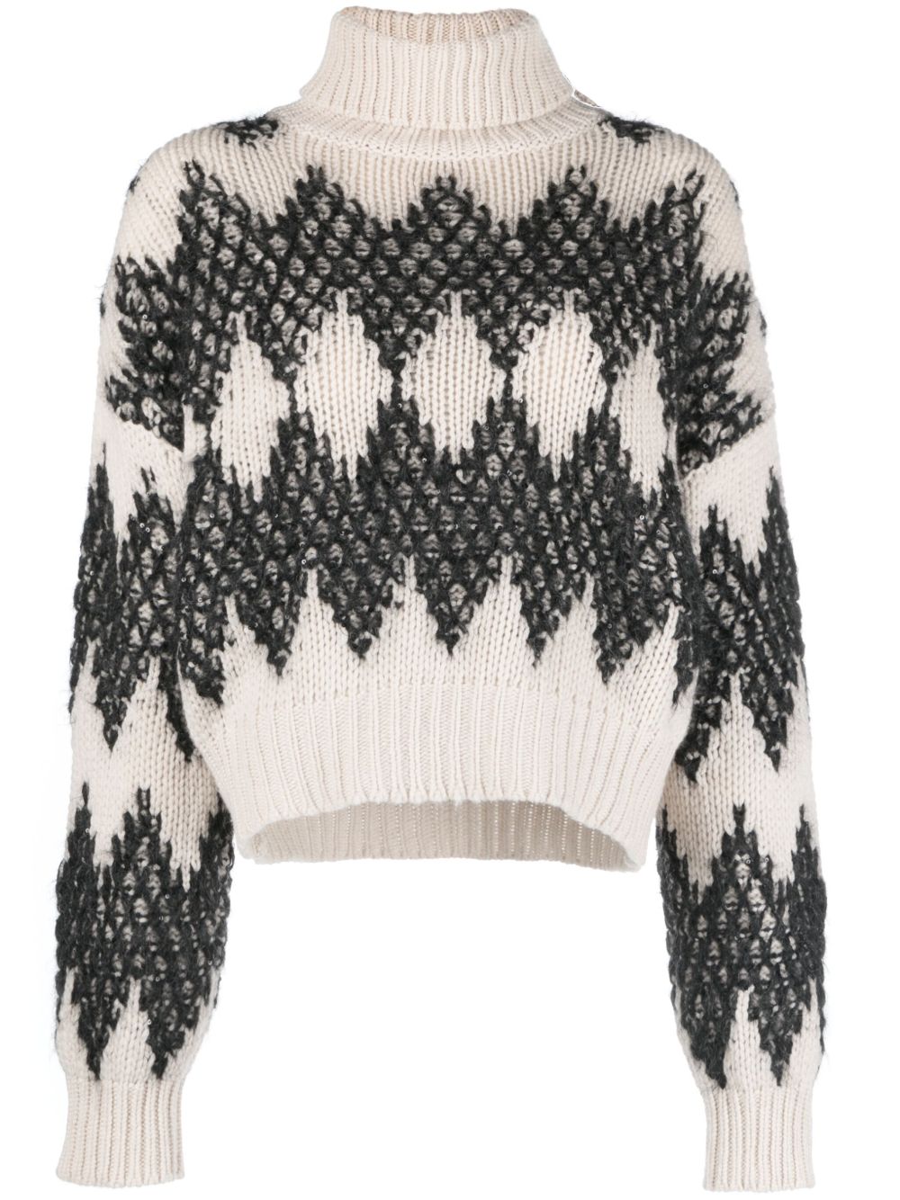 Brunello Cucinelli 高领印花卫衣 - 黑色