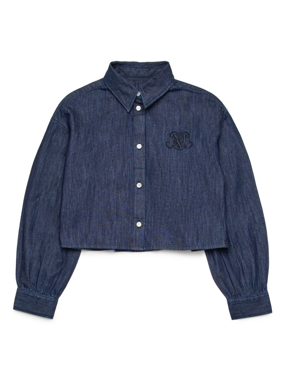 MAX&Co. Kids 经典logo刺绣牛仔衬衫 - 蓝色