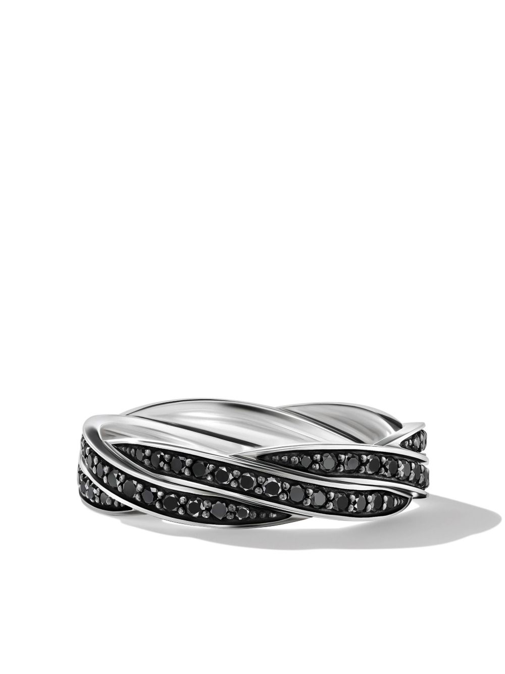 David Yurman Cable Twist 纯银钻石戒指 - 银色