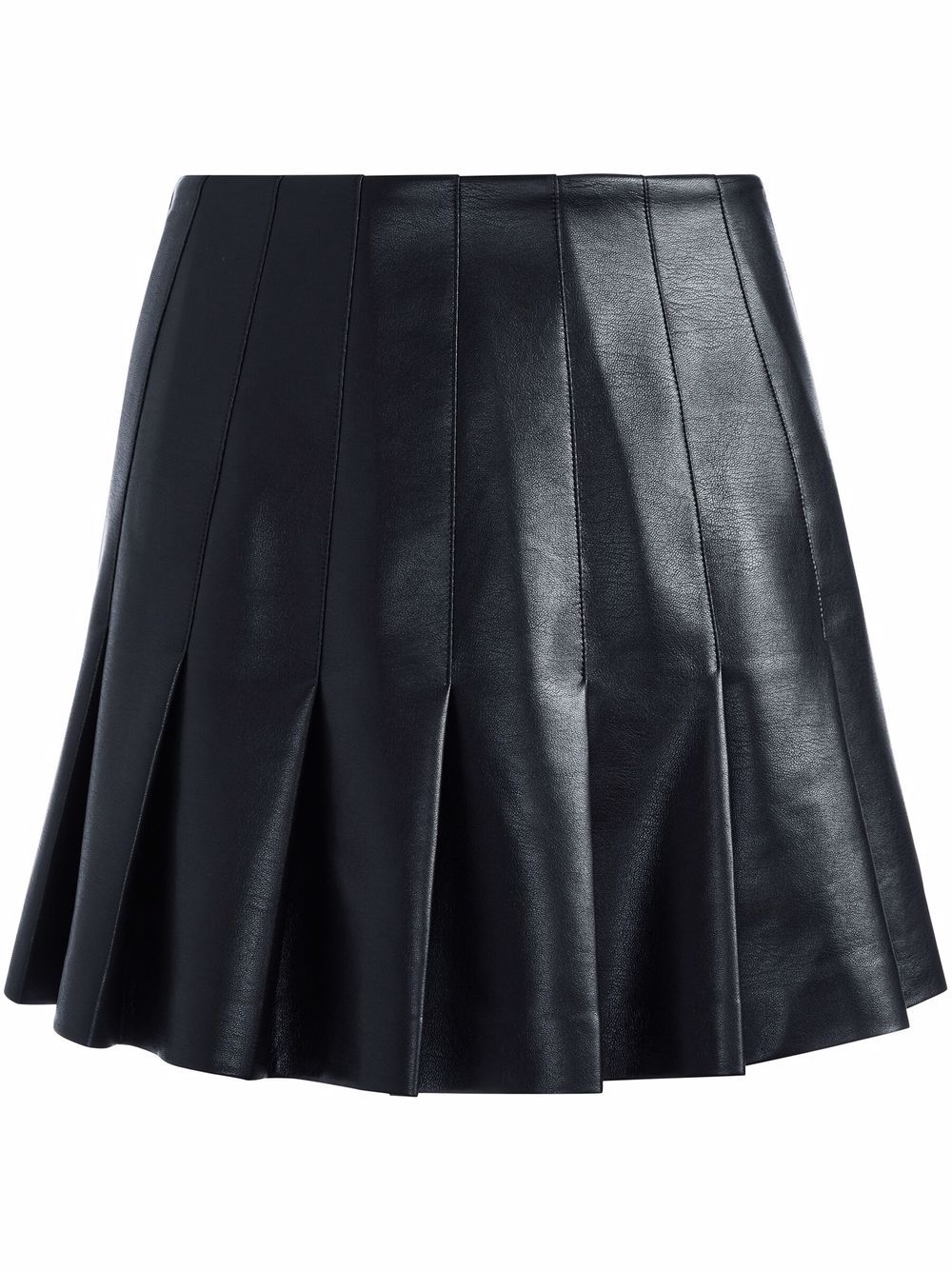 alice + olivia 人造皮革百褶半身裙 - 黑色