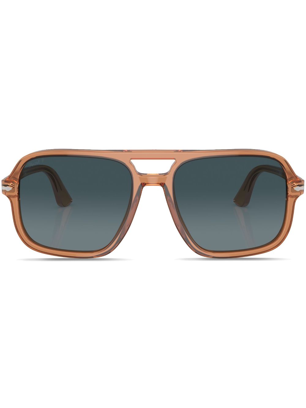 Persol 超大飞行员镜框太阳眼镜 - 褐色