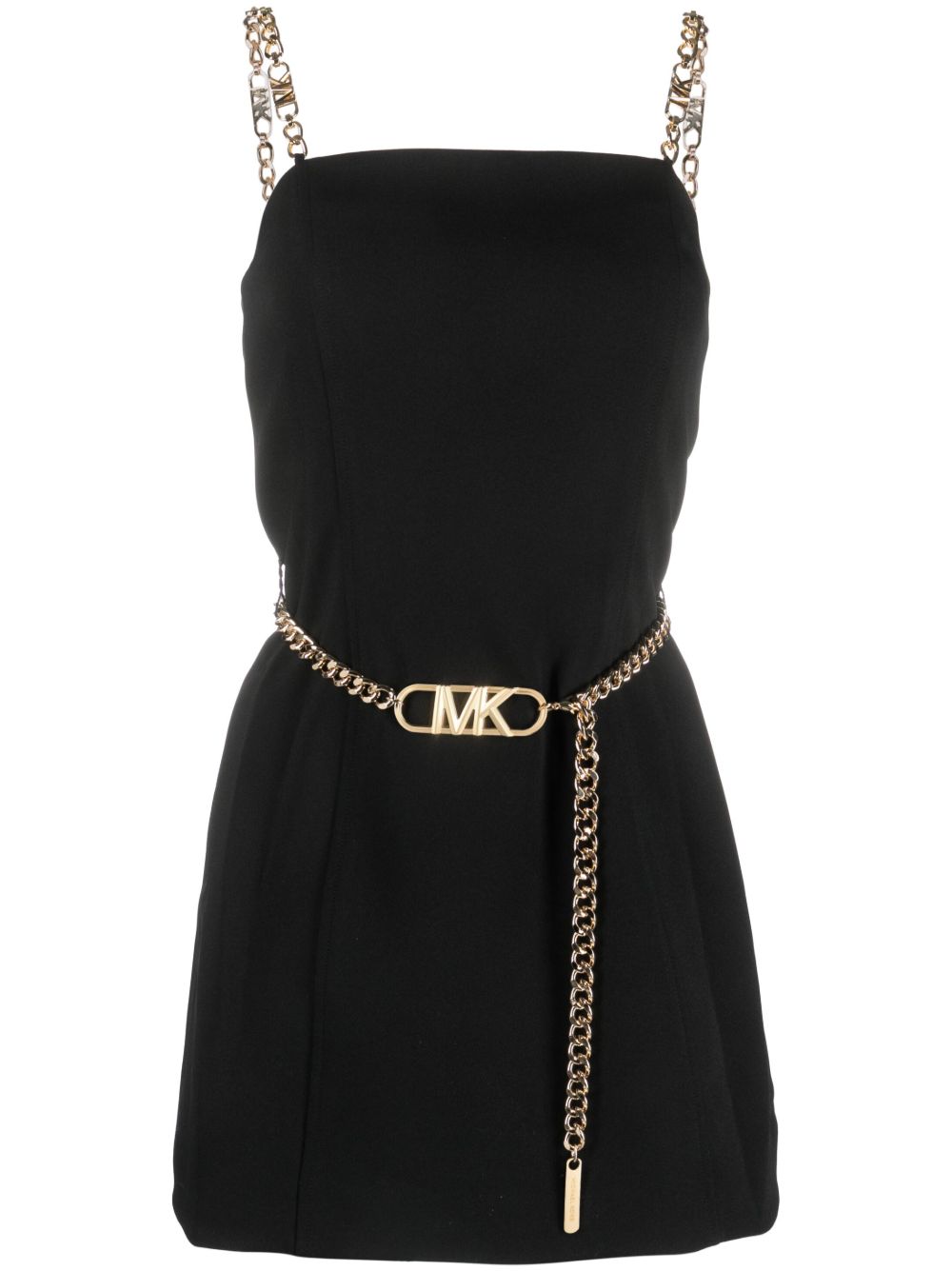 Michael Michael Kors logo扣环腰带迷你连衣裙 - 黑色