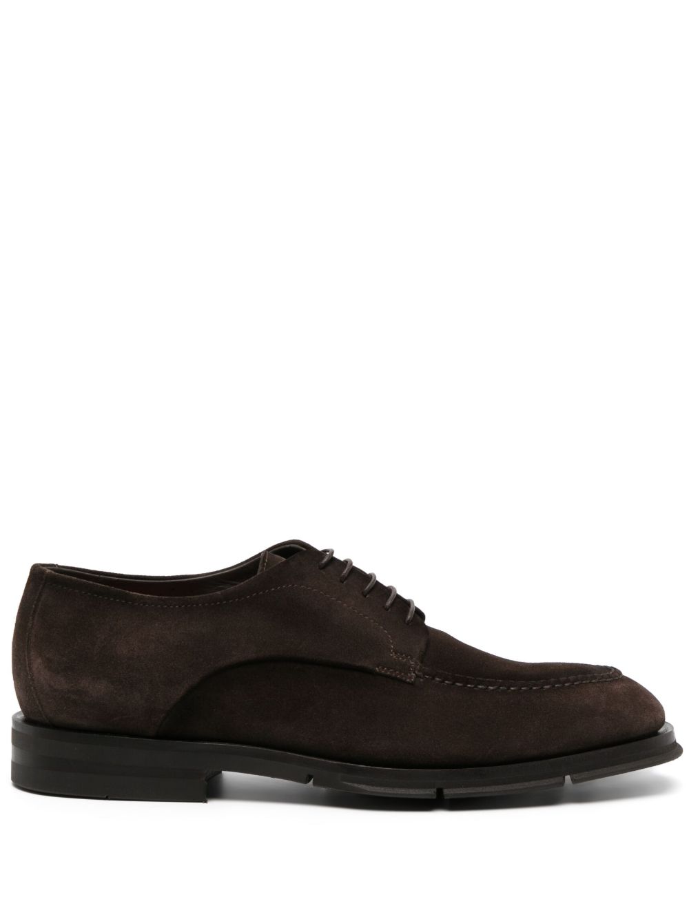 Santoni 杏仁形鞋头绒面皮帆船鞋 - 褐色