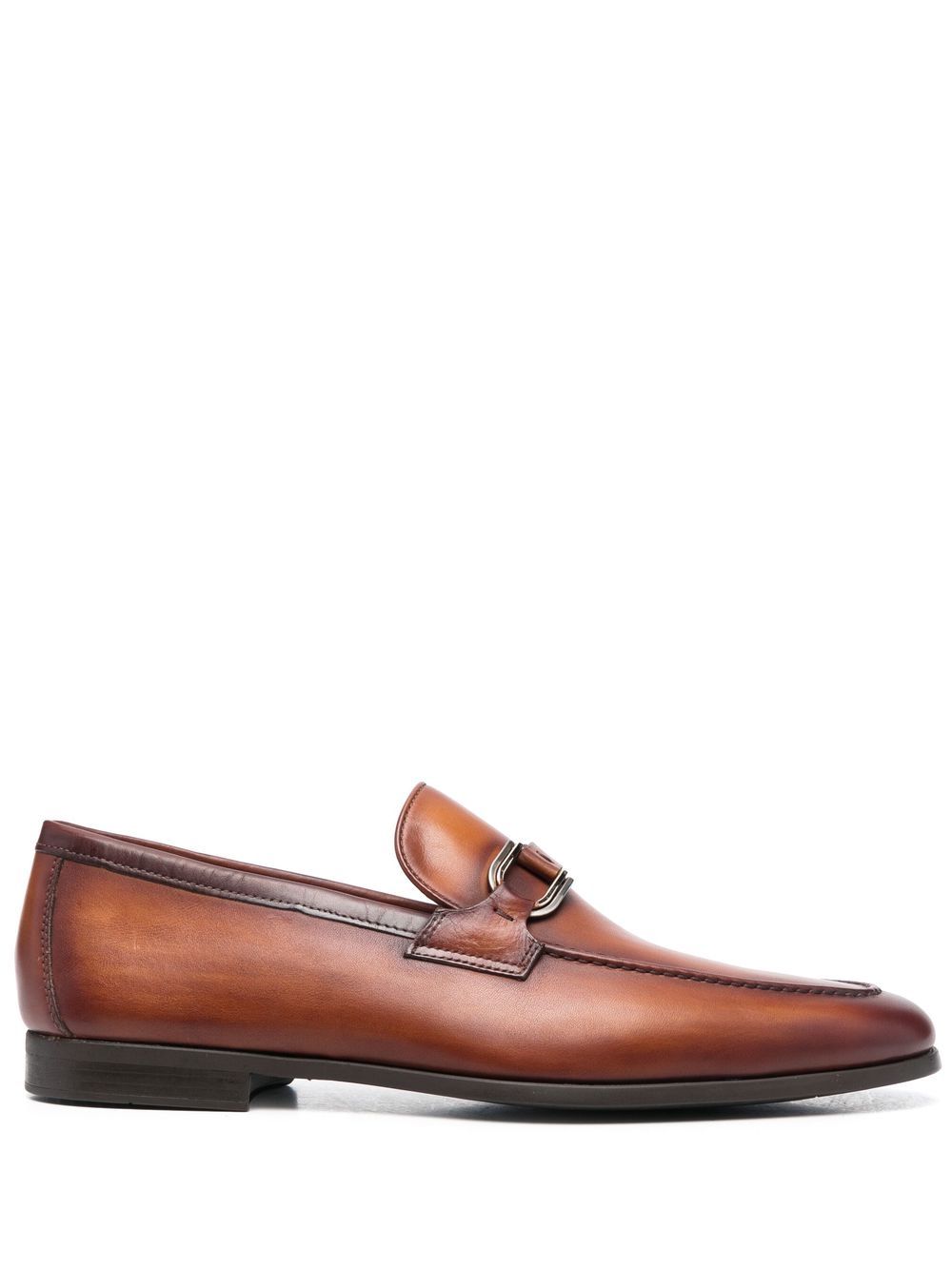 Magnanni 正面系带杏仁形鞋头乐福鞋 - 褐色