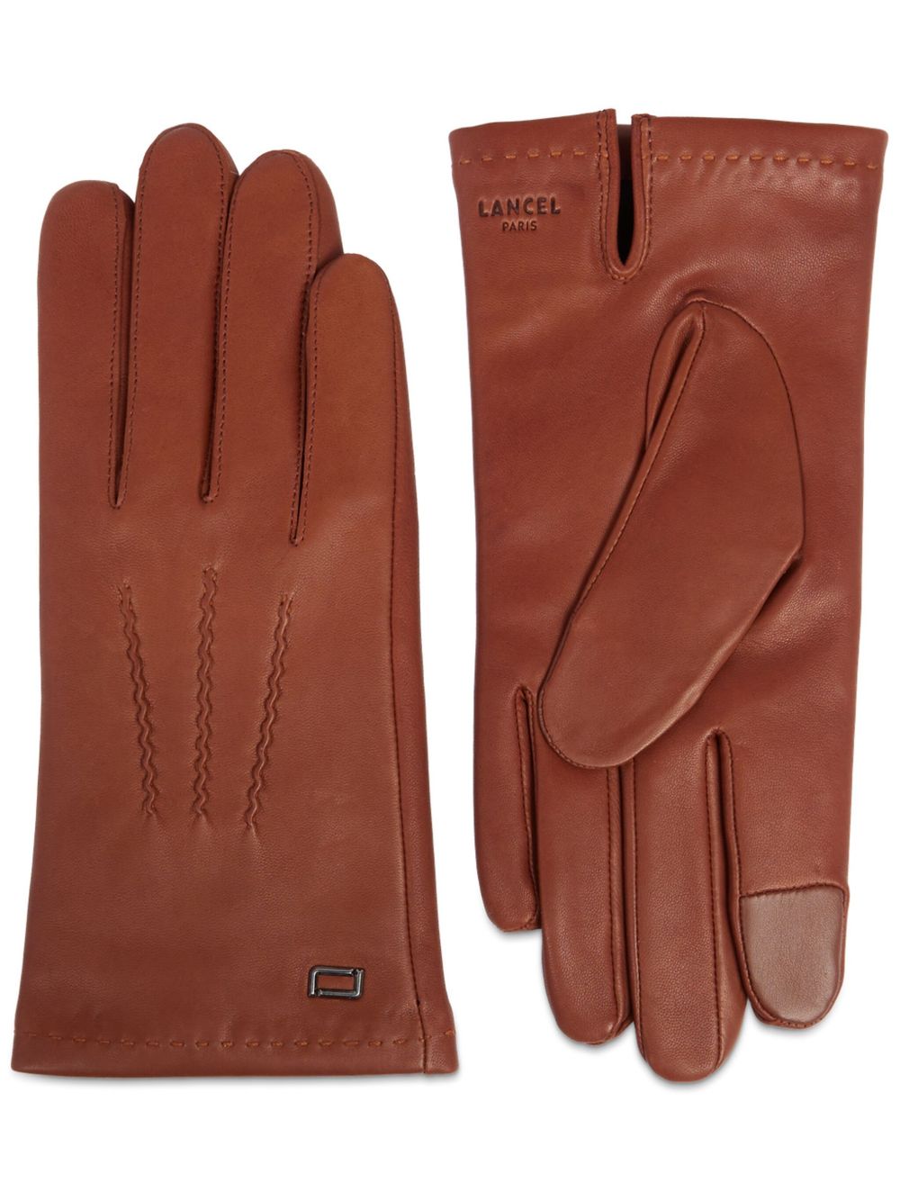 Lancel Sellier logo标记皮质手套 - 褐色