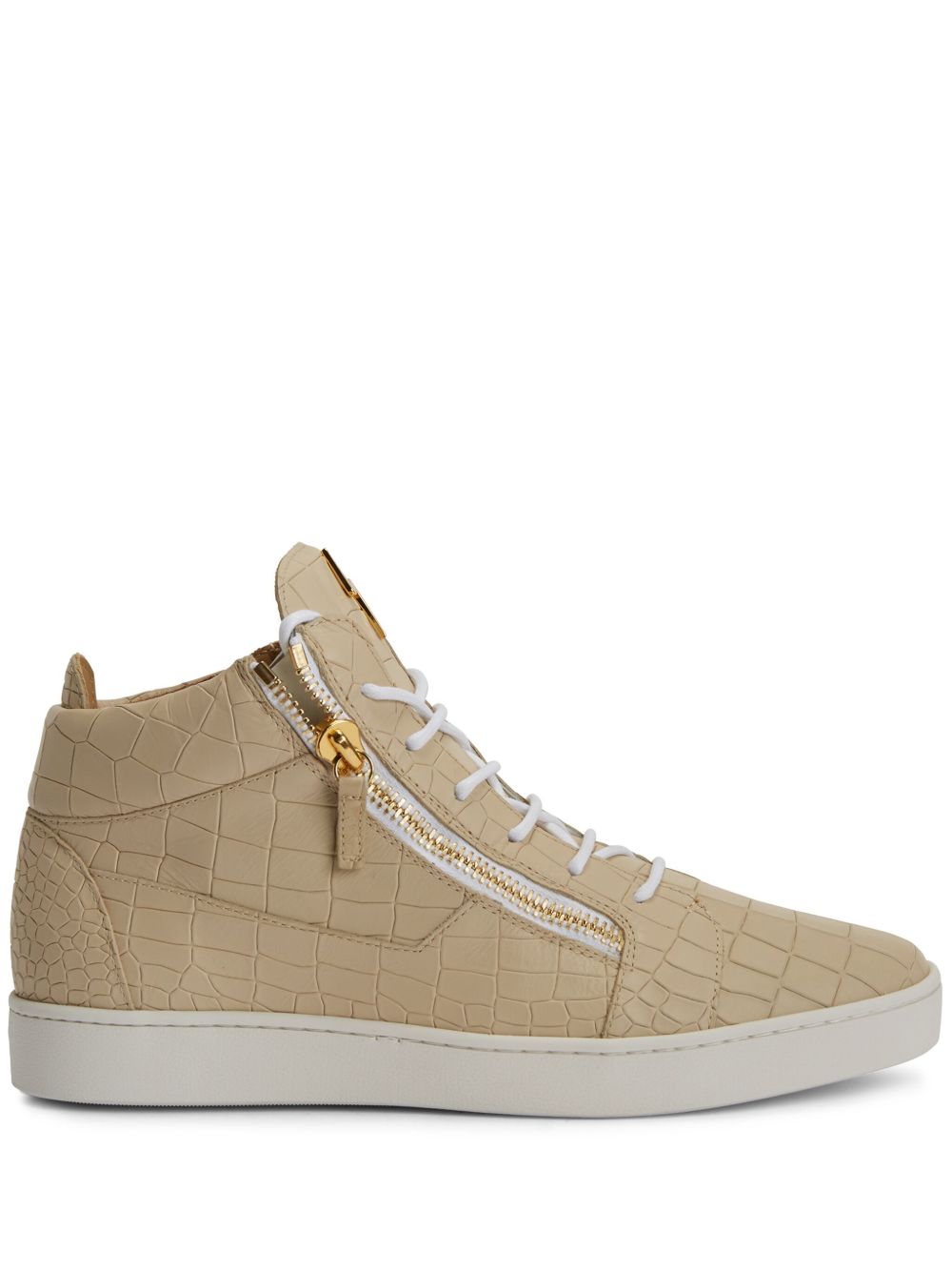 Giuseppe Zanotti Frankie 仿鳄鱼纹压纹高帮运动鞋 - 中性色
