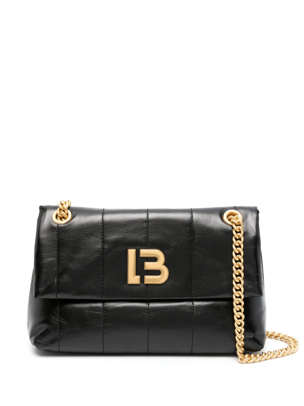 Bimba y Lola 中号皮质翻盖单肩包 - 黑色