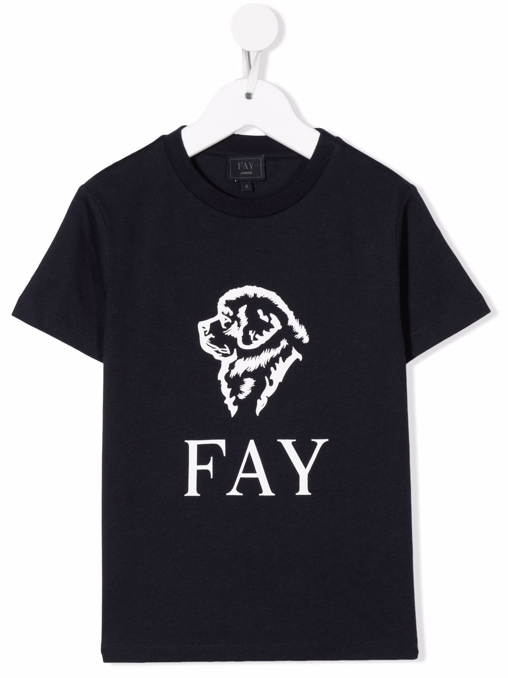Fay Kids 棉小狗logo印花T恤 - 蓝色