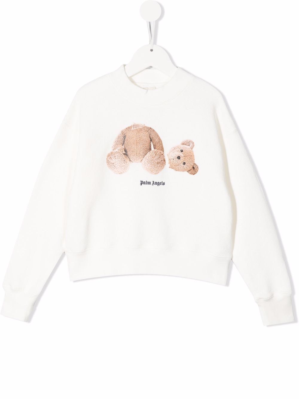 Palm Angels Kids Bear 印花棉卫衣 - 白色