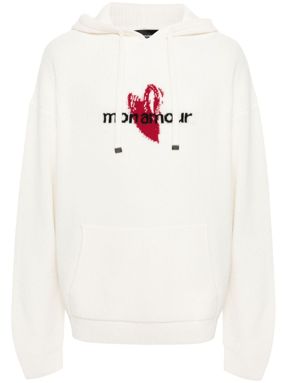 Emporio Armani x Mon Amour 嵌花针织连帽衫 - 中性色