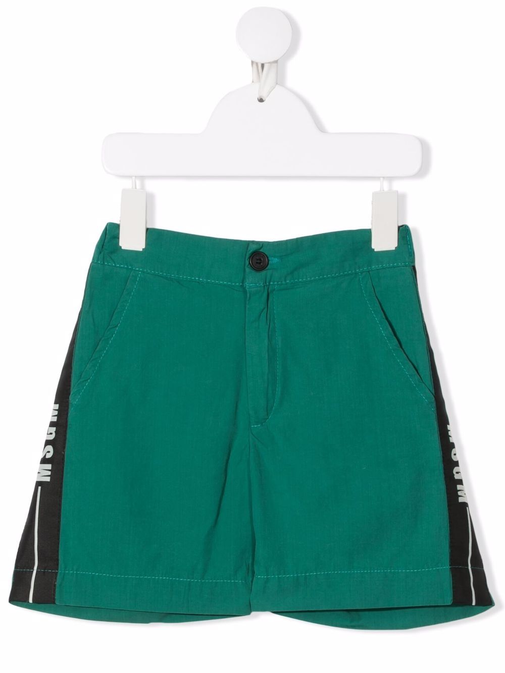 MSGM Kids logo织带松紧短裤 - 绿色