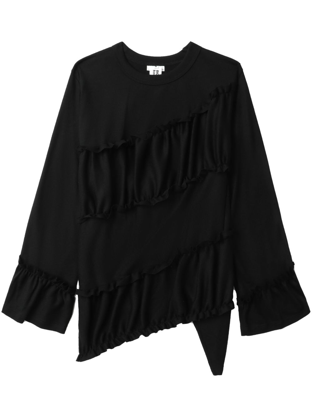 Noir Kei Ninomiya 不对称荷叶边羊毛卫衣 - 黑色