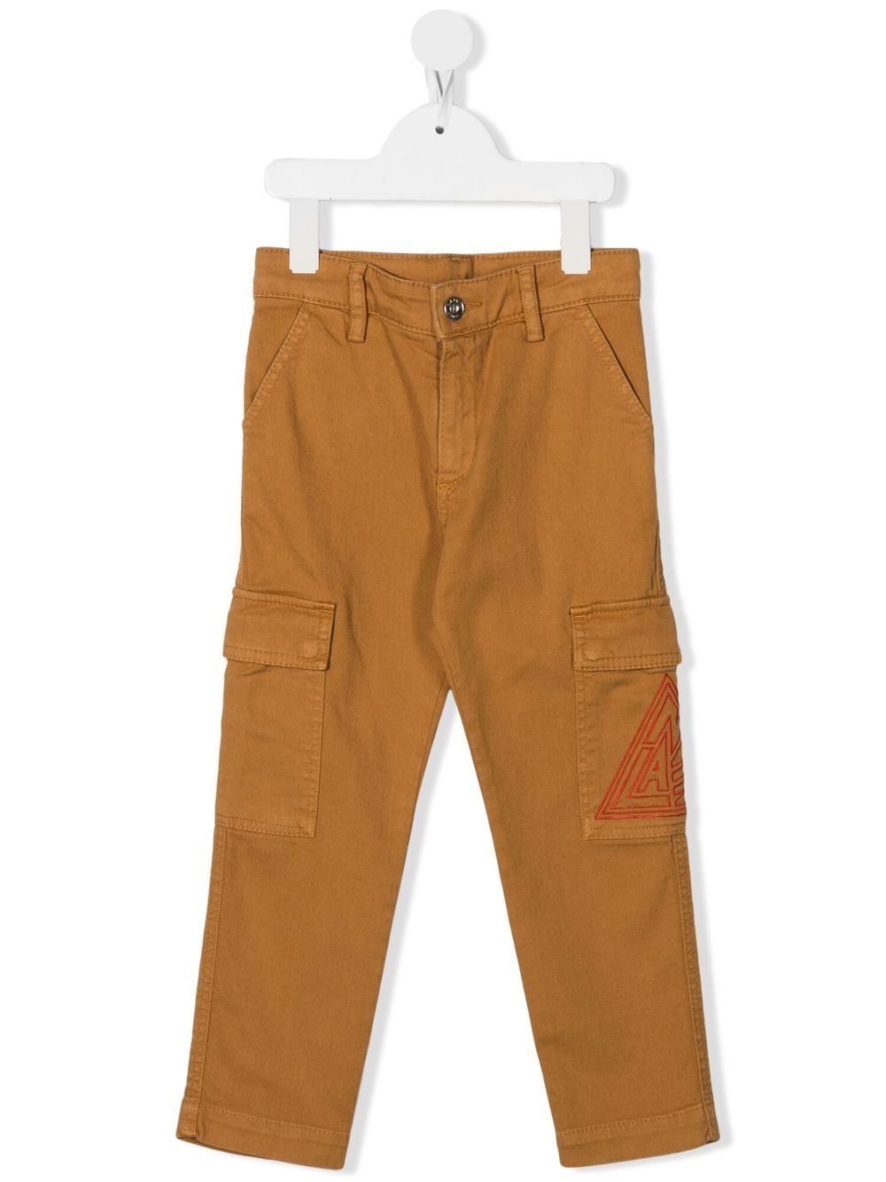 Lanvin Enfant logo刺绣工装裤 - 褐色