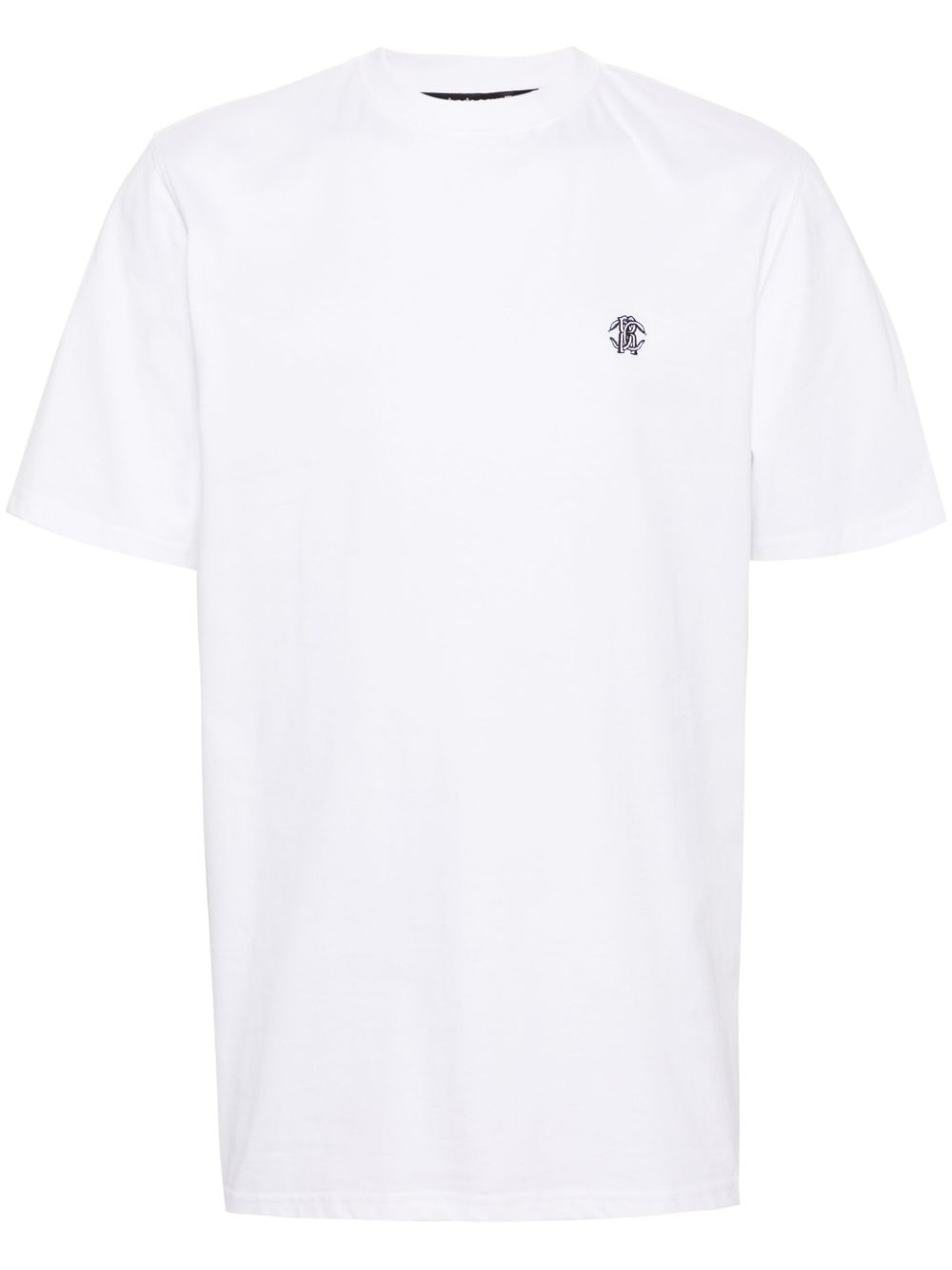 Roberto Cavalli 经典logo刺绣棉T恤 - 白色